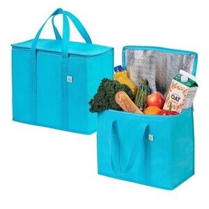 VENO 2 Pack Cooler Bag and Insulated Grocery Bags for Food Delivery - Light Blue
